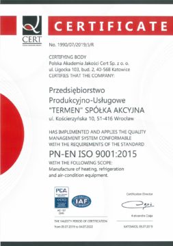 Certyfikat ISO9001-2015 english